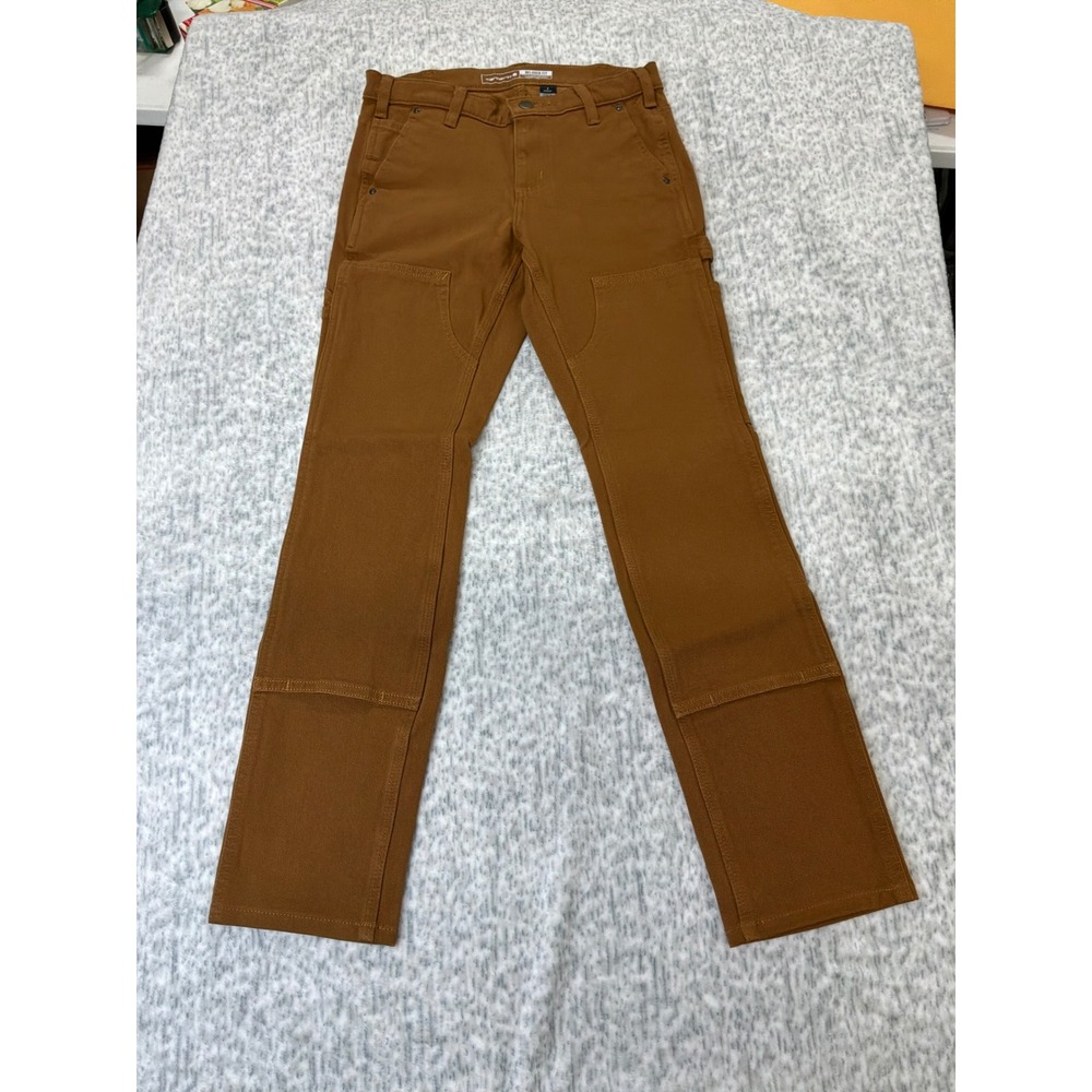 Carhartt Women Brown Rugged Flex Relaxed Fit Double-Front Pants 8 Tall 104296